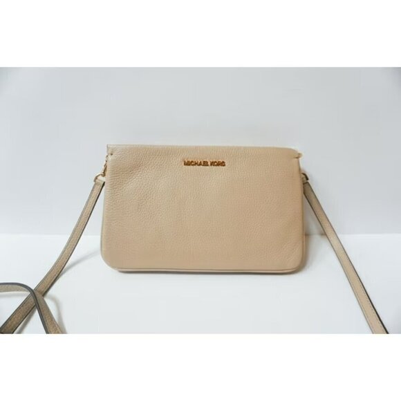 Michael Kors Jet Set Travel LG Triple Gusset Pebbled Leather Crossbody Bag - Picture 1 of 7